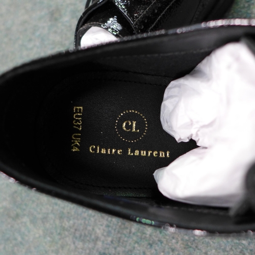 3353 - Pair of women's - Claire Laurent Black patent brogues, UK 4 * this lot is subject to VAT