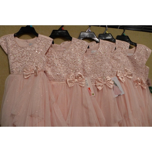 3363 - 5 Girl's Jona Michelle pink party dresses, mixed sizes * this lot is subject to VAT