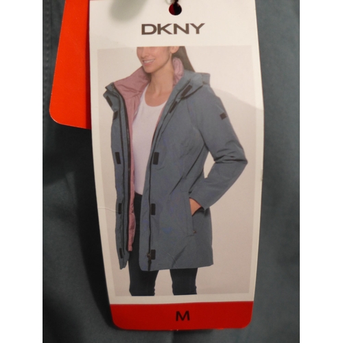 3364 - Women's DKNY teal and pink 2-in-1 hooded coat - size M * this lot is subject to VAT