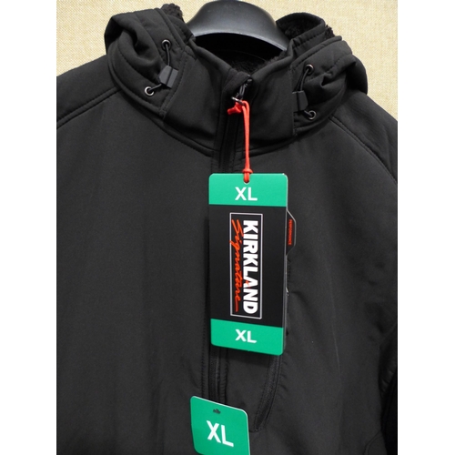 3373 - 2 Men's hooded black coats, mixed sizes and styles * this lot is subject to VAT