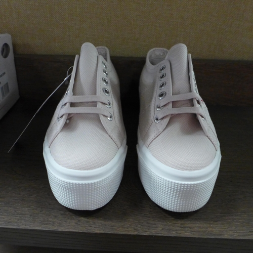 3405 - Pair of women's baby pink Superga platform trainers, UK Size: 3