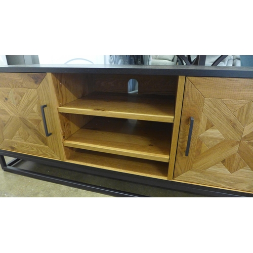 1627 - A black and oak media unit