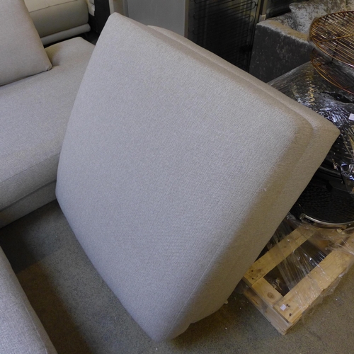 1700 - A stone grey fabric corner sofa and footstool - some cushions from a different batch of fabric