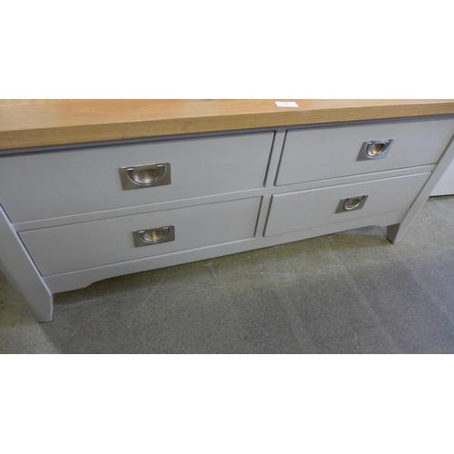 1728 - A grey painted and oak four drawer coffee table