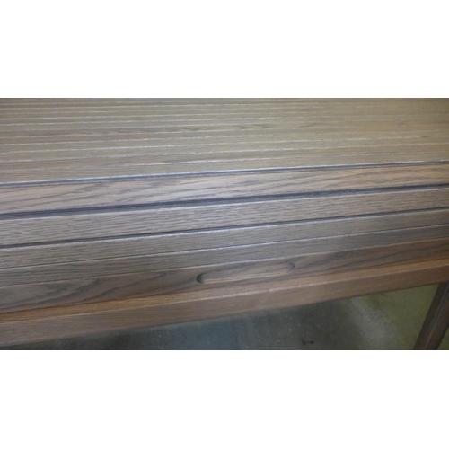 1649 - A Tambour oak roll top desk, damage to corner