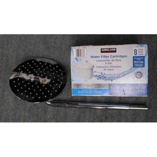 3414 - Shower Head Attachment and a box of Kirkland Signature water filter cartridges ( 247-383) * This lot... 