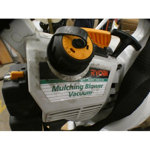 2424 - Ryobi petrol driven mulching garden blower vacuum - W