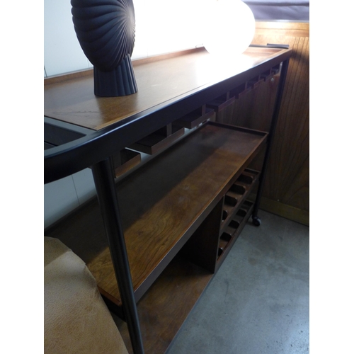 1427 - A wooden and metal industrial style drinks trolley