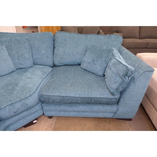 1581 - A teal upholstered corner sofa