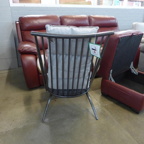 1997 - An Ely studio chair with gun metal frame and grey leather cushions