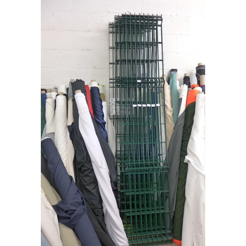 2994 - 5 Green plastic coated metal fence panels (8' x 1' 6