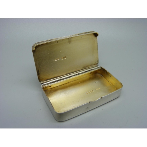 832 - A Victorian silver snuff box, Sampson Mordan, London 1891, with monogram, 53g