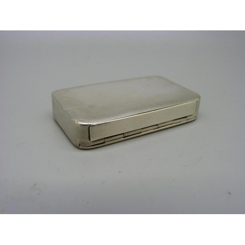 832 - A Victorian silver snuff box, Sampson Mordan, London 1891, with monogram, 53g