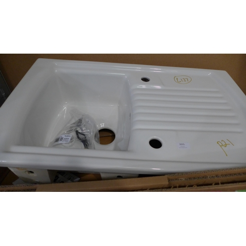 3055 - Skye Sink 1.0 Bowl RVS Ceramic, (500x860)  Model: BL452659, Original RRP £274.17 + vat * This lot is... 