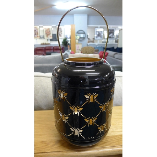 1306 - A black lantern with bee cut out design, H 26cms (TJBE1418)   #