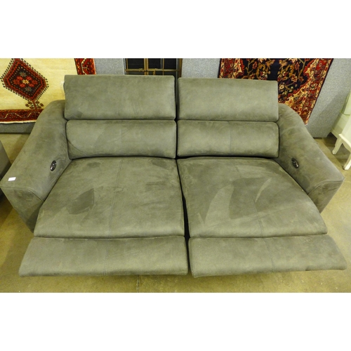 1336 - A charcoal suede electric reclining sofa