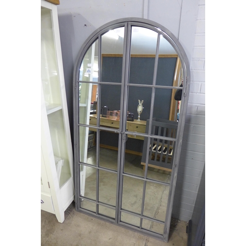 1426 - A large arched window metal mirror, H 175cm (MP1789)   #