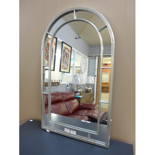 1469 - A silver arched window mirror, H 80cms (EM12935)   #