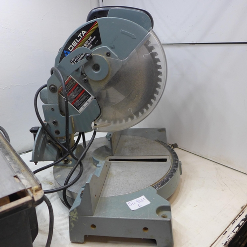 2005 - Delta 210mm compound mitre saw & 30cm circular tile saw - (tile saw failed electrical safety test du... 