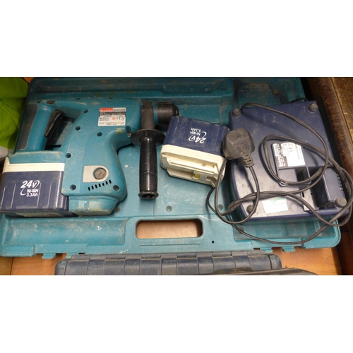 2052 - Makita 24v cordless SDS drill with Bosch GST 75B jigsaw & McKeller SDS 240v drill