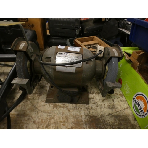 2121 - Delco model 0201B vintage circular bench grinder - W