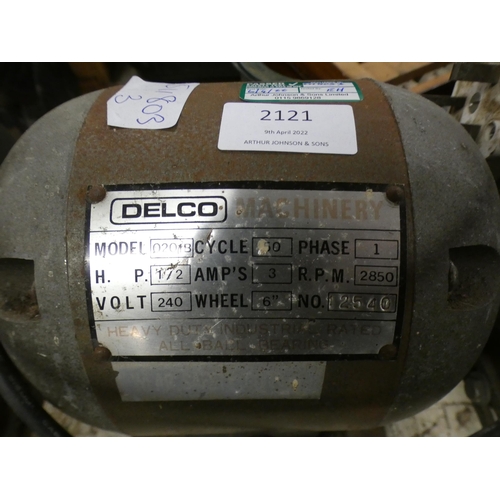 2121 - Delco model 0201B vintage circular bench grinder - W