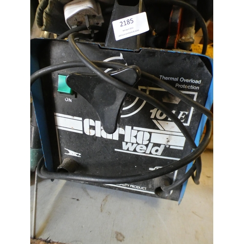 2185 - Clarke 101E arc welder with electrodes, welder's mask & gloves - W