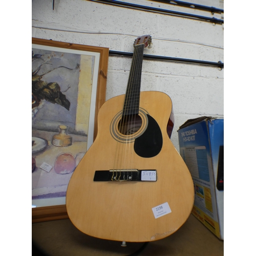 2198 - A Burswood acoustic guitar and a Kay classical guitar