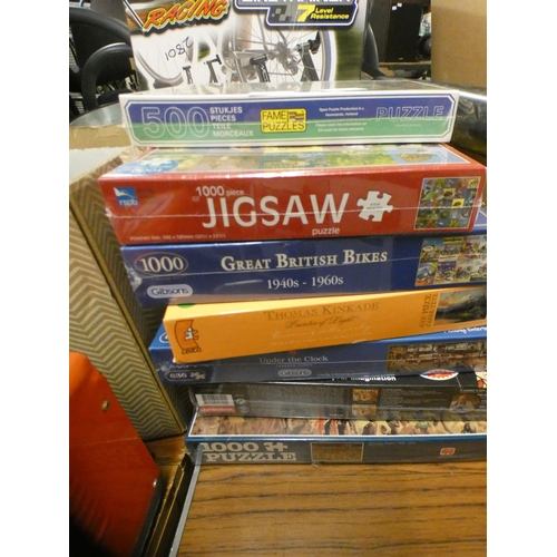 2340 - Eight sealed jigsaw puzzles, bikes, pictorial & humour-themed