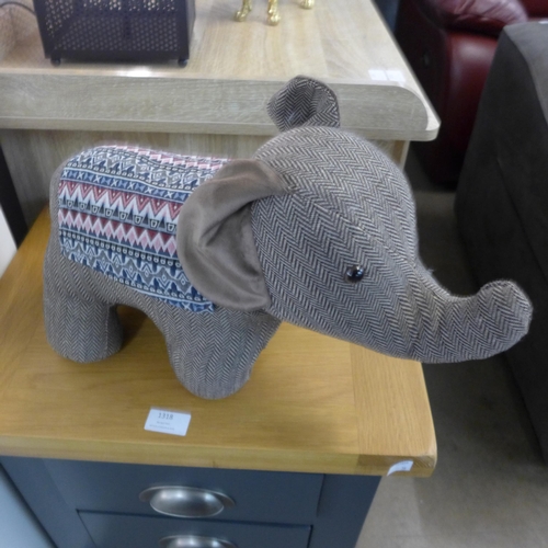 1319 - A tweed fabric elephant door stop, 45 x 23cms (2821907)   #