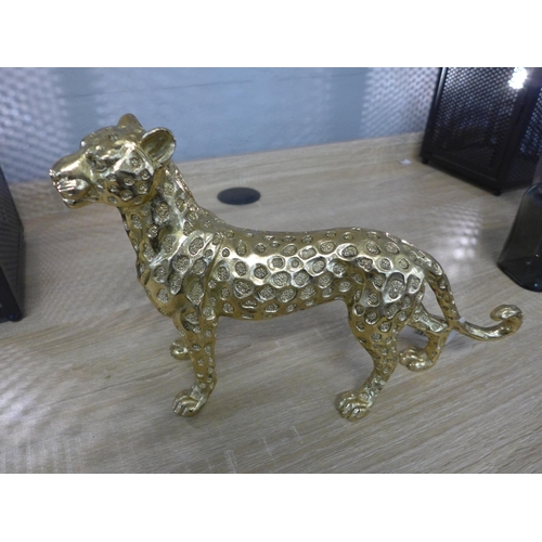 1322 - A gold coloured standing leopard, H 21cms (66245612)   #