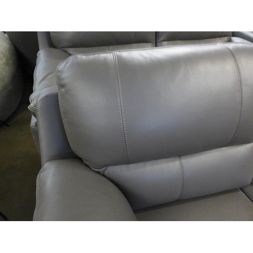 1449 - A pair of grey leather two seater sofas, RRP £2658 and a grey leather love seat, RRP £1249