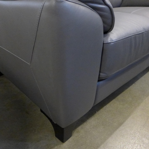 1449 - A pair of grey leather two seater sofas, RRP £2658 and a grey leather love seat, RRP £1249