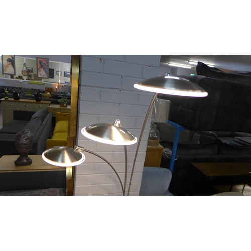 1474 - A silver standard lamp with three LED lights