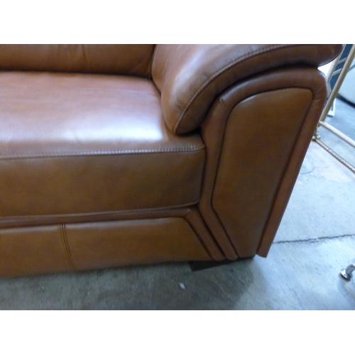 1492 - A brown leather corner sofa