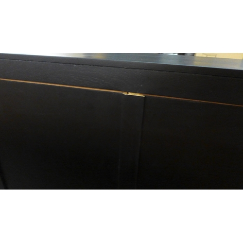 1493 - A black painted three drawer two door sideboard with gold legs *This lot is subject to VAT