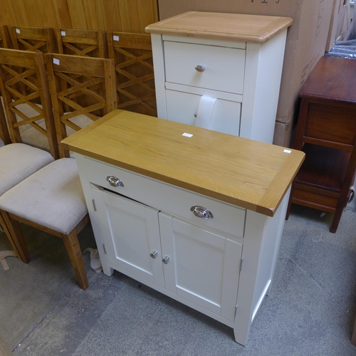 1787 - A Chester cream painted and oak small sideboard *This Lot is Subject to VAT* - damaged