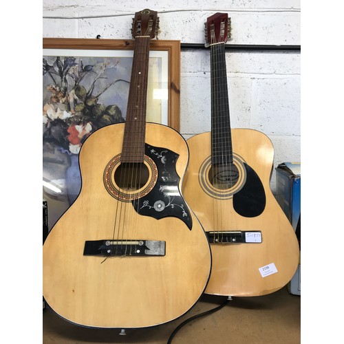 2198 - A Burswood acoustic guitar and a Kay classical guitar