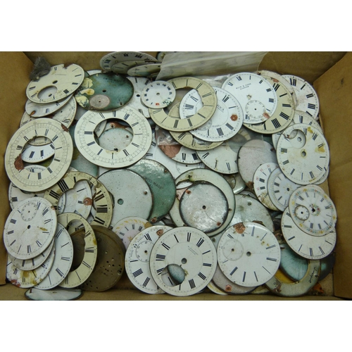 713 - A collection of pocket watch dials, a/f