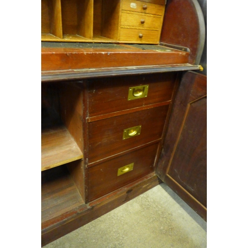 271 - A Victorian mahogany cylinder secretaire bookcase