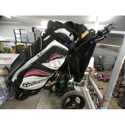 2366 - Trooper golf trolley, Trooper golf carry bag, battery charger - W, battery (fully charged) - W, umbr... 