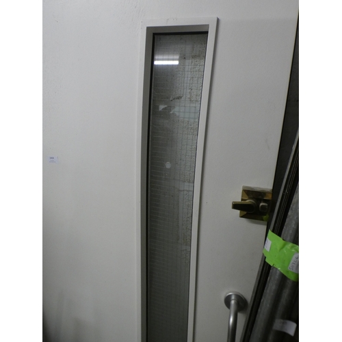 2404 - Hardwood fire door & hinged side door - W 113cm, H 195cm approx. with 3 sets of Arrone door closer, ... 