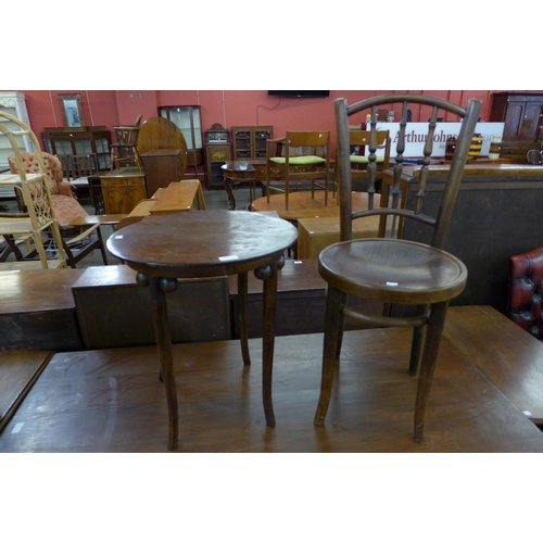 150 - An early 20th Century beech bentwood chair and table