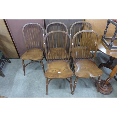 161 - A set of five elm and beech Windsor style chairs