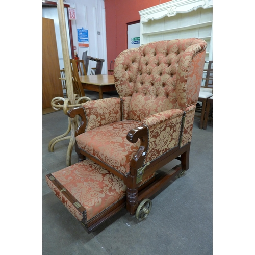 37 - A Collinge & Co. Ltd. mahogany and fabric upholstered metamorphic invalid chair