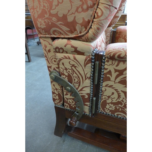 37 - A Collinge & Co. Ltd. mahogany and fabric upholstered metamorphic invalid chair