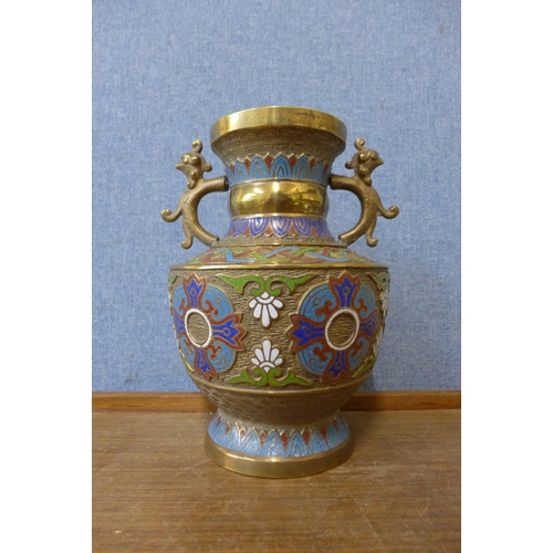 454 - A Chinese bronze and champleve enamelled vase