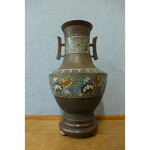 455 - A Chinese bronze and champleve enamelled vase