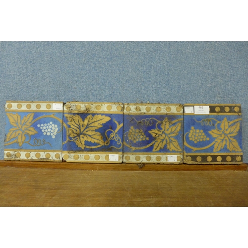 462 - A set of four Mintons Aesthetic Movement ceramic tiles