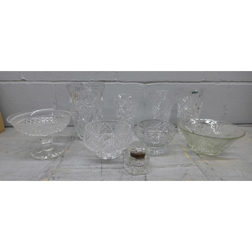 1138 - A collection of glassware including two cut glass vases and a comport**PLEASE NOTE THIS LOT IS NOT E... 